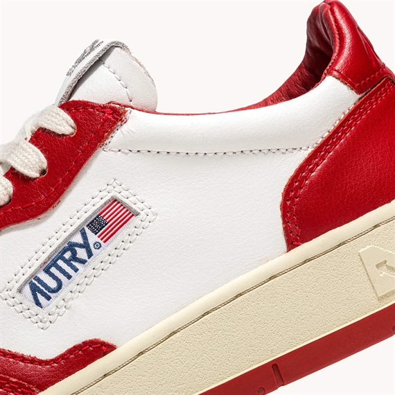 Autry Medalist Low Bicolor Sneakers, White/Red